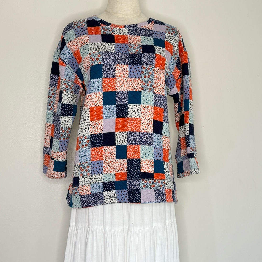 Lands' End Multicolor Patchwork Top - image 2